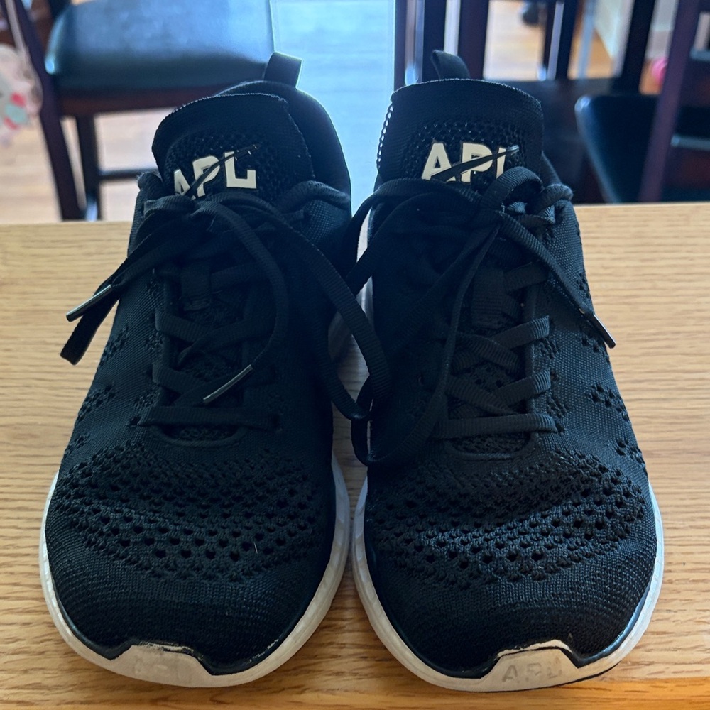 APL Black Knit Running Sneakers with White Sole